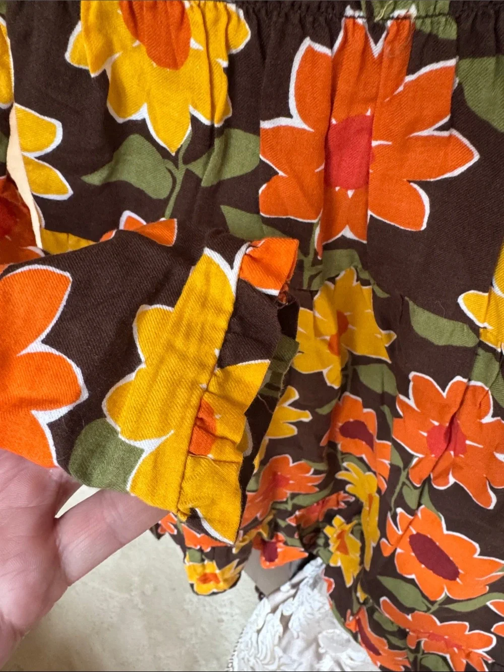 Gymboree Girls Floral Dress - Orange, Yellow & Olive Green Bloom Print